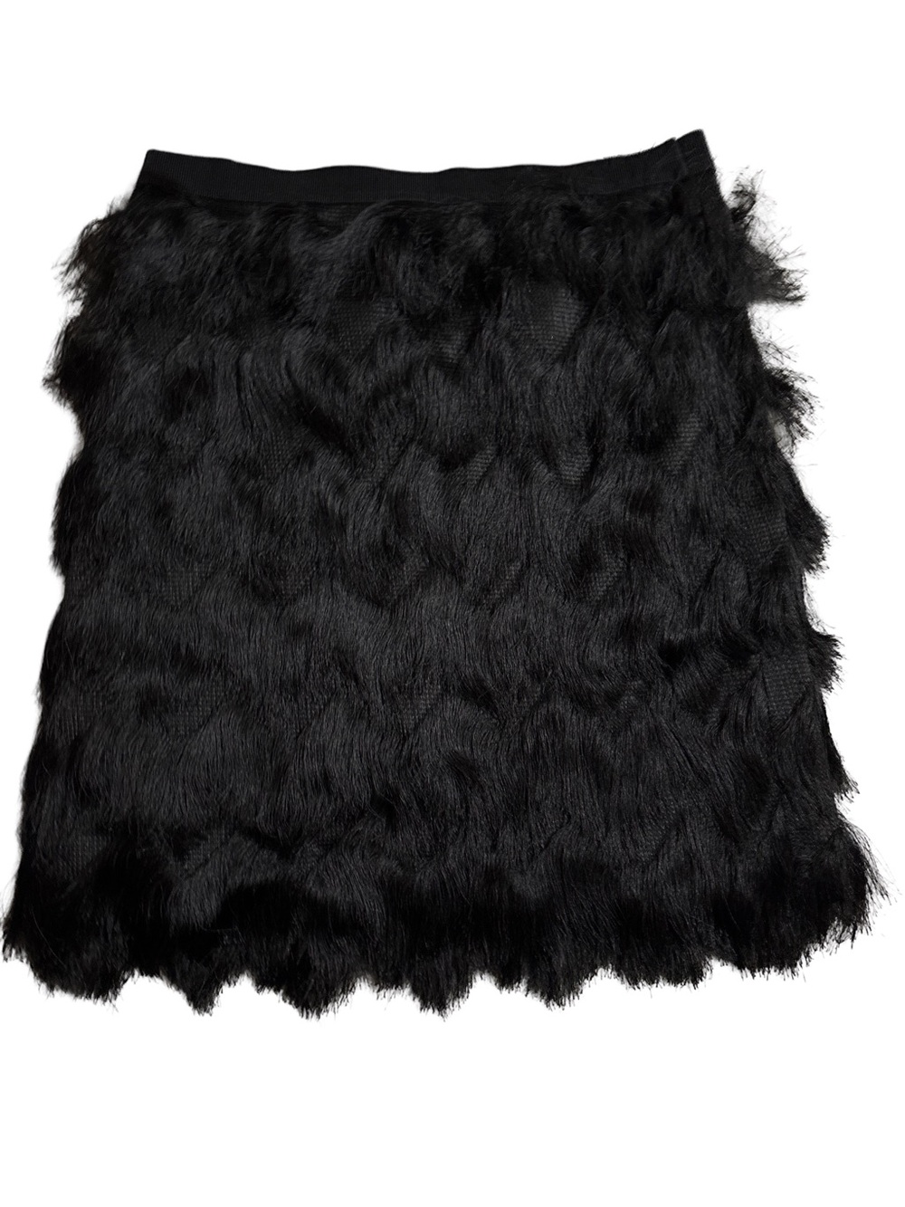 Ann Taylor Black Faux Fur Mini Skirt